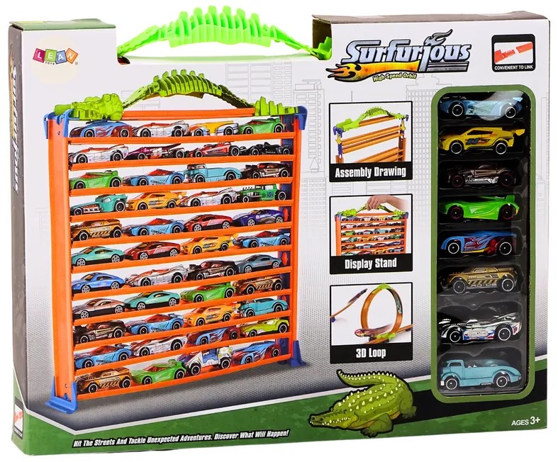 LEAN TOYS Garážová parkovacia autodráha 2v1 360*