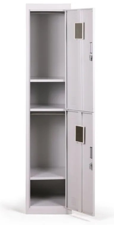Šatníková skrinka s úložnými boxami, 2 boxy, 1800 x 380 x 450 mm, cylindrický zámok, sivá/tmavosivá