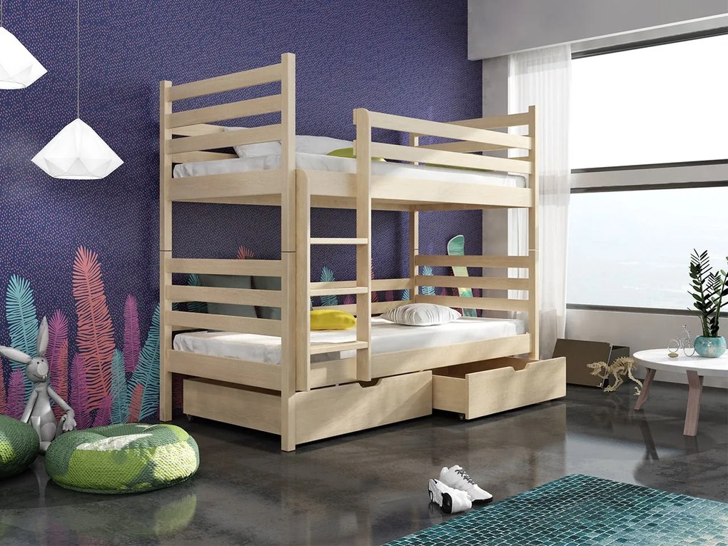 Poschodová posteľ Aero, Rozmer postele: 90x190 cm, 049-farby: sivá