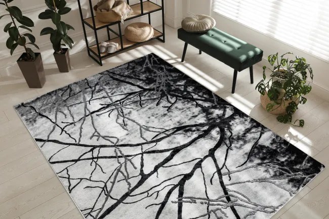 Koberec EMERALD exkluzívny 3820 glamour, styl drevo strieborný