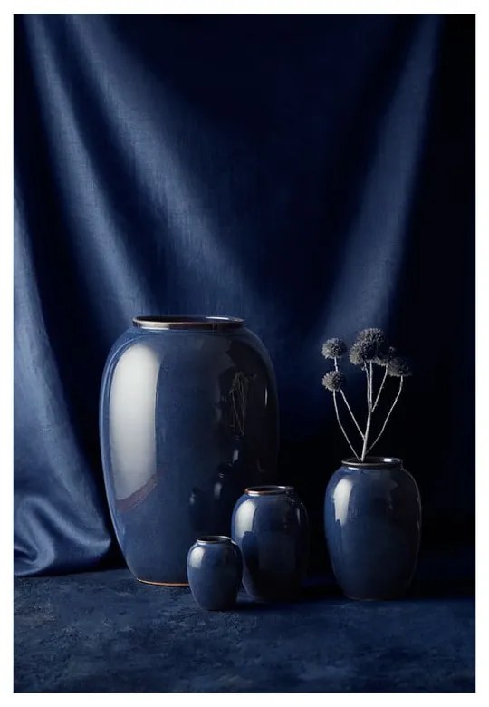 Modrá kameninová váza Bitz Pottery