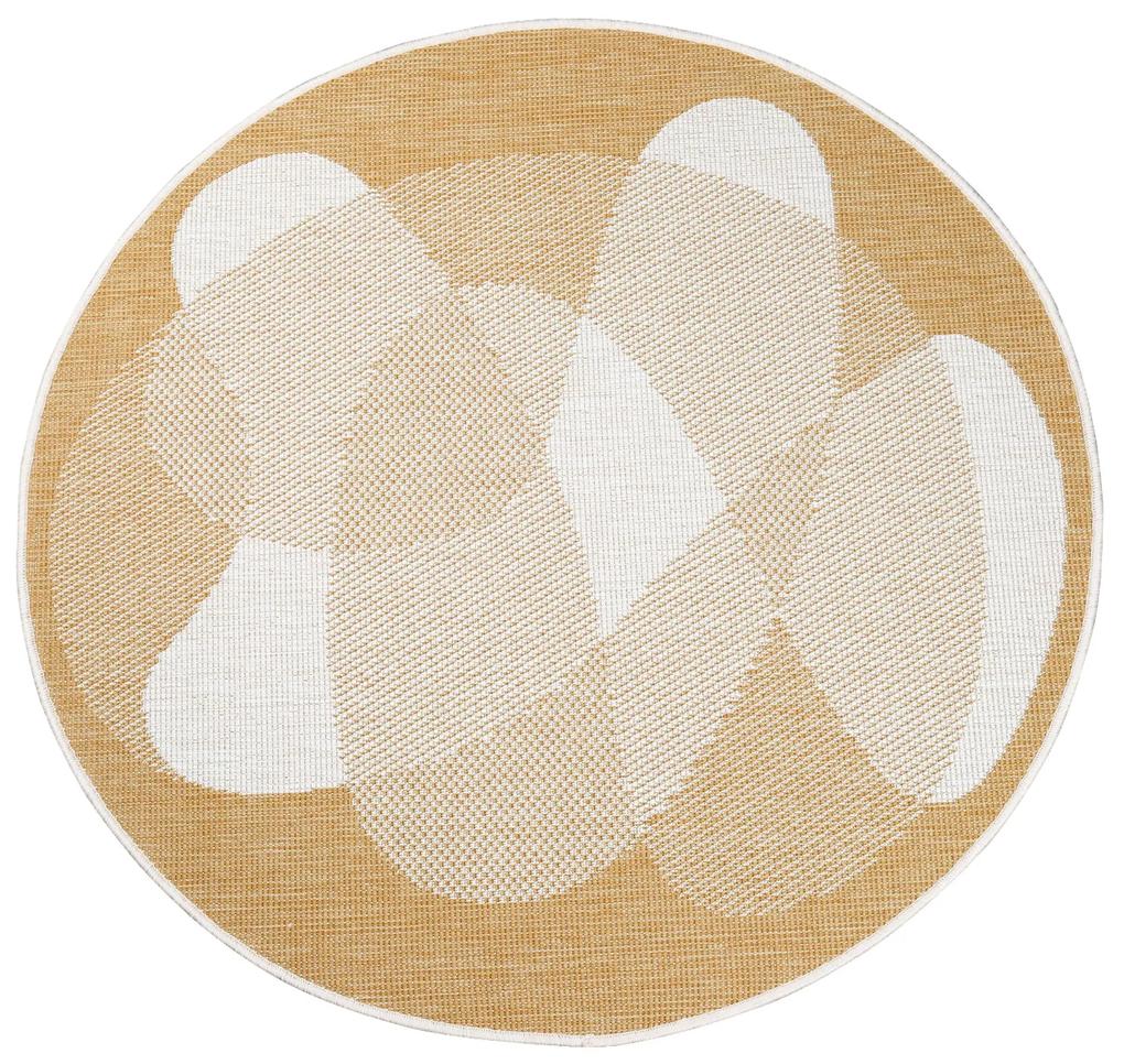 Dekorstudio Obojstranný okrúhly koberec na terasu DuoRug 5835 - žltý Priemer koberca: 160cm