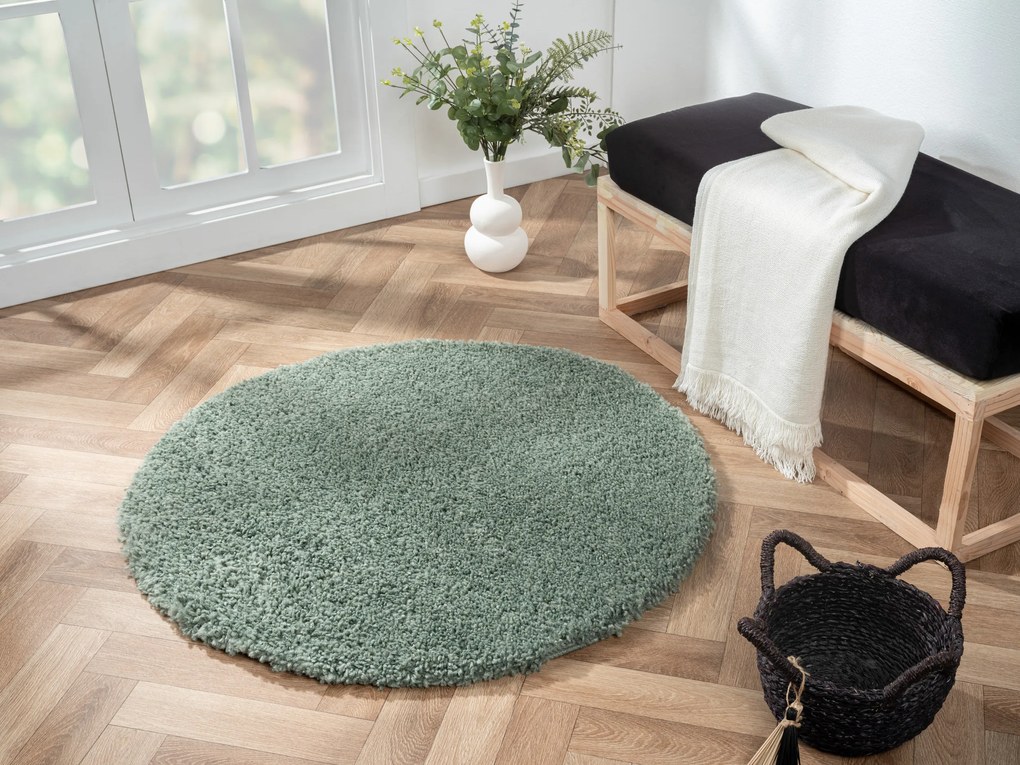 My Flair, Kusový koberec My Shaggy hellgrün kruh, 120x120 (priemer) kruh, zelená, chodba / predsieň