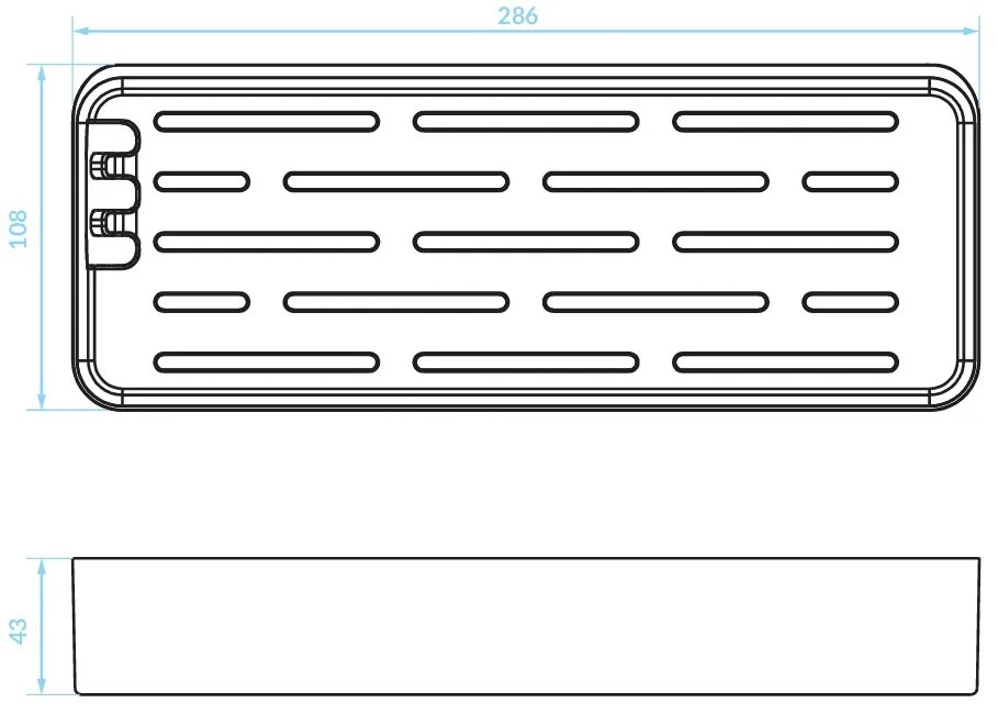 Kuchinox APO, nástenná polička 286x108x43 mm, čierna matná, LAV-AKA_701T