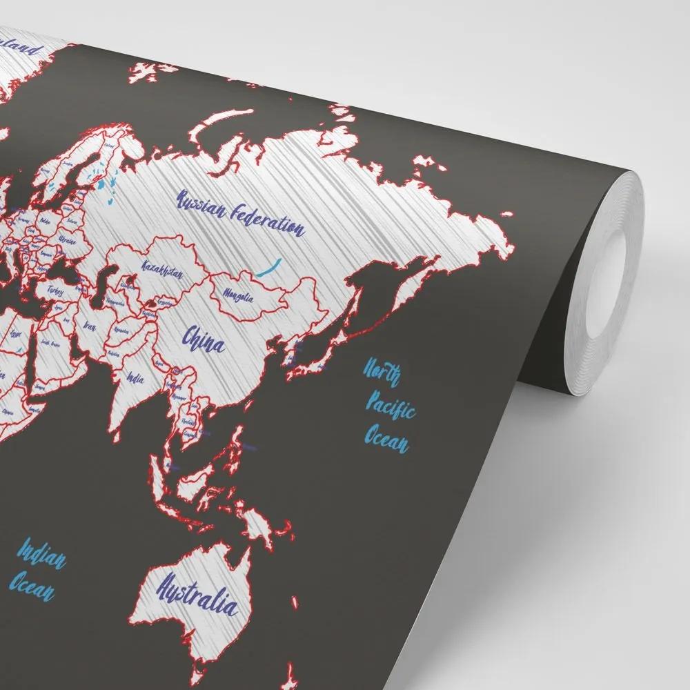 Samolepiaca tapeta jedinečná mapa sveta - 300x200