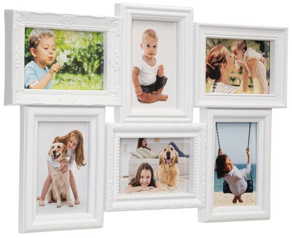 Fotorámeček BAFRA 51x35 cm 6 fotografií bílý