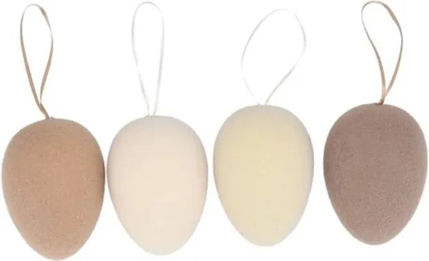 Set 4ks závěsné přírodní velikonoční vejce Egg Easter Flock - Ø 23*6 cm