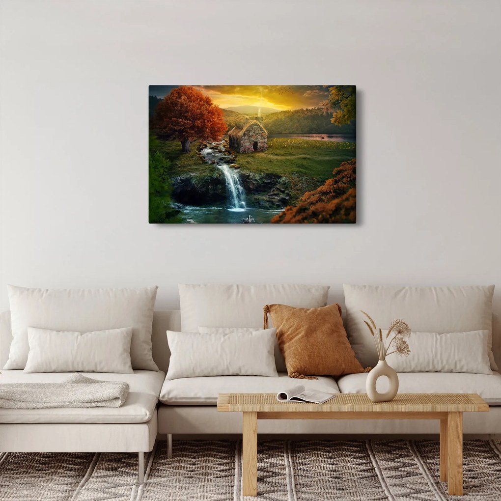 Obraz Chalupku v rozprávkovej krajine (90x60 cm)
