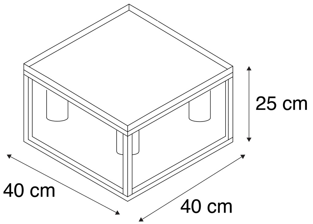 Priemyselné stropné svietidlo čierne 40 cm 4-svetlo - Cage