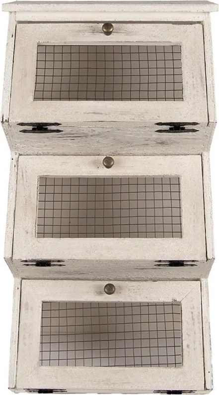 Biela antik nástenná polička s drôtenými dvierkami Gippo - 33*25*61 cm
