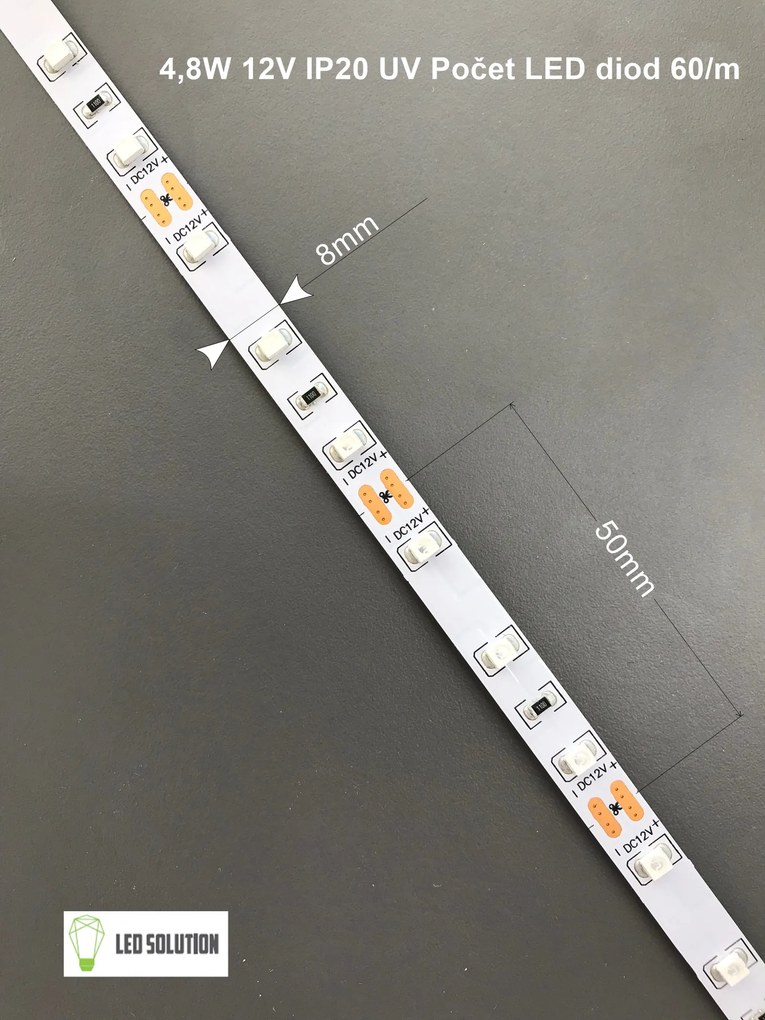 LED Solution UV LED pásik 4,8W/m 12V bez krytia IP20 07801