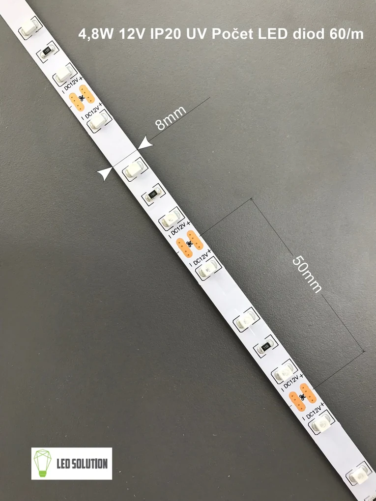 LED Solution UV LED pásik 4,8W/m 12V bez krytia IP20 07801
