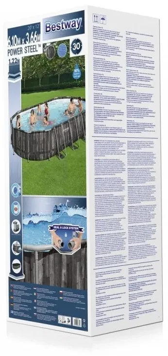 Marimex | Bazén Florida SWING 6,10x3,66x1,22m s kartušovou filtráciou a príslušenstvom - motív Tmavé drevo | 10340311