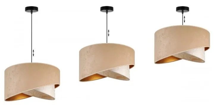 Závesné svietidlo Werona 7, 1x béžové/krémové textilné tienidlo so vzorom, b, g