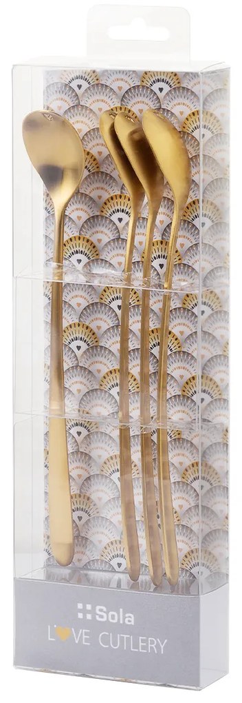 Latté lyžičky so srdiečkom zlaté 4 ks set – Love Cutlery - 116626