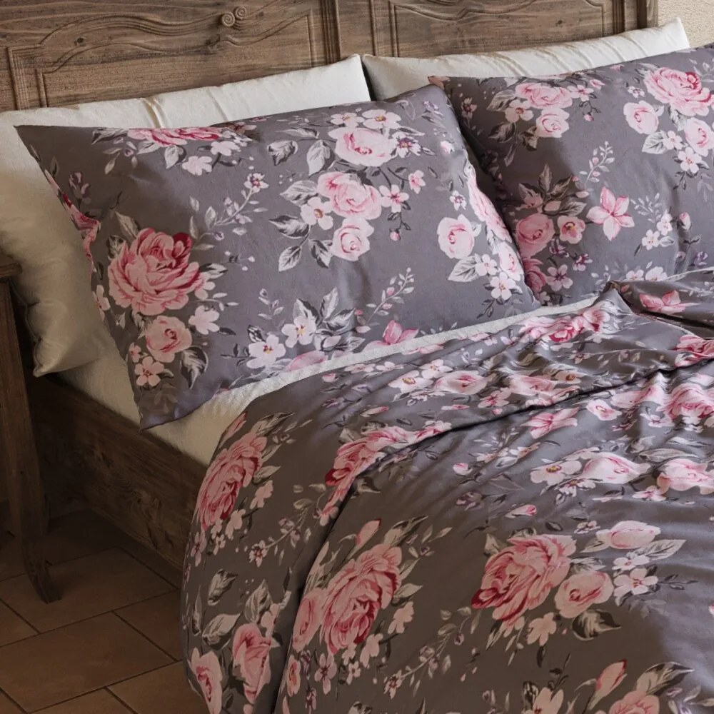 Kvalitex Bavlnené obliečky Provence Beatrice sivá, 140 x 220 cm, 70 x 90 cm