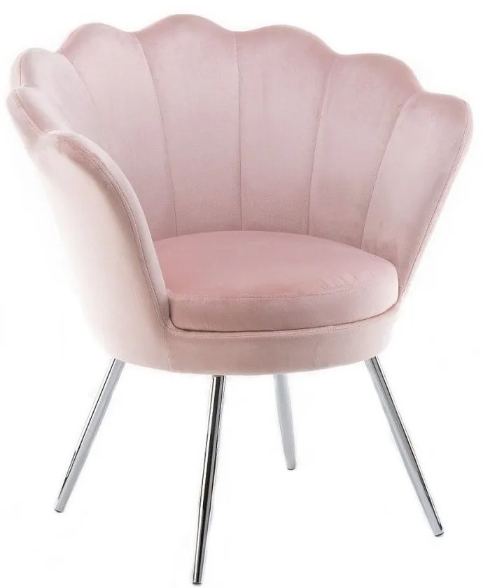 LuxuryForm DESIGN Kreslo FREY VELUR so striebornými nohami - ružové