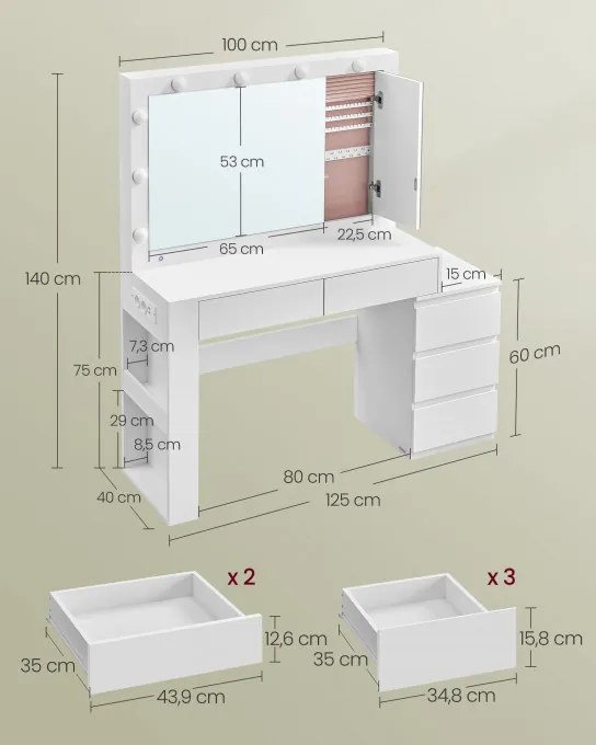 Toaletný stolík s osvetlením RDT127W01
