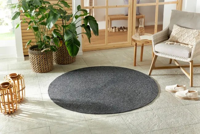 Koberec Hanse Home Braided Trenzado tmavosivý kruh