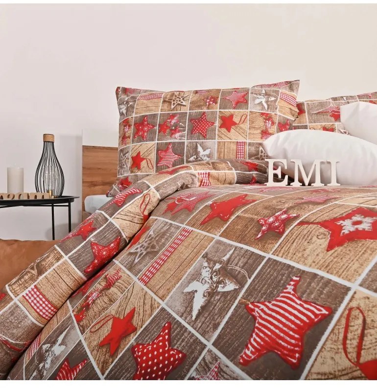 Vianočné bavlnené obliečky Ginger EMI, Štandardný set jednolôžko obsahuje 1x 140x200 + 1x 70x90