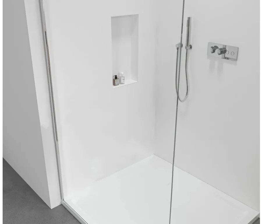 CERANO - Sprchová zástena Walk-in Onyx Ľ/P - guľatá vzpera - chróm, transparentné sklo - 80x200 cm, CER-CER-DY101-80-200