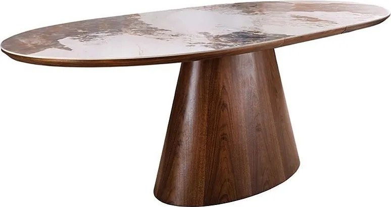 Oválny rozkladací jedálenský stôl Parthenia 160-200 cm prírodný kameň