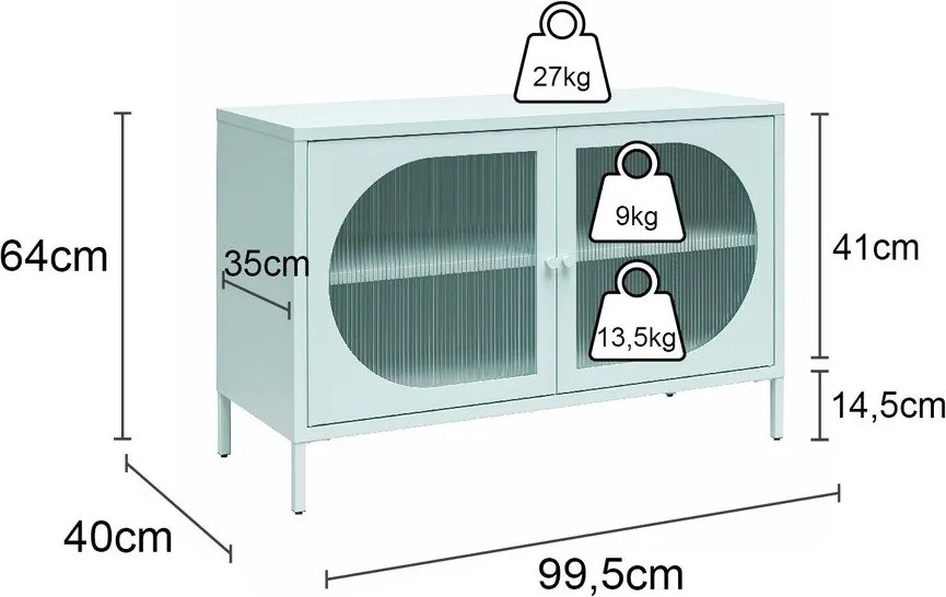 Krémovobiela kovová vitrína 100x64x40 cm Luna – Støraa