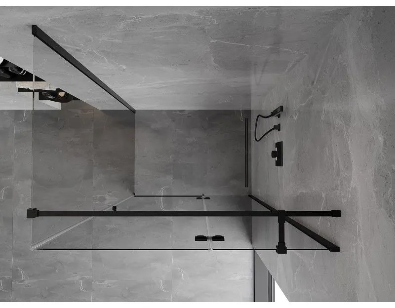 Mexen Mist H T, sprchový kút s výklopnými dverami pravý 105 x 85 cm, číre sklo, čierny profil, 8A5T-105-085-70-00-P