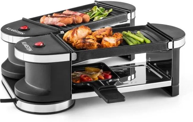 Klarstein Tenderloin Mini, rakletovací gril, 600 W, 360° základňa, 2 grilovacie platne