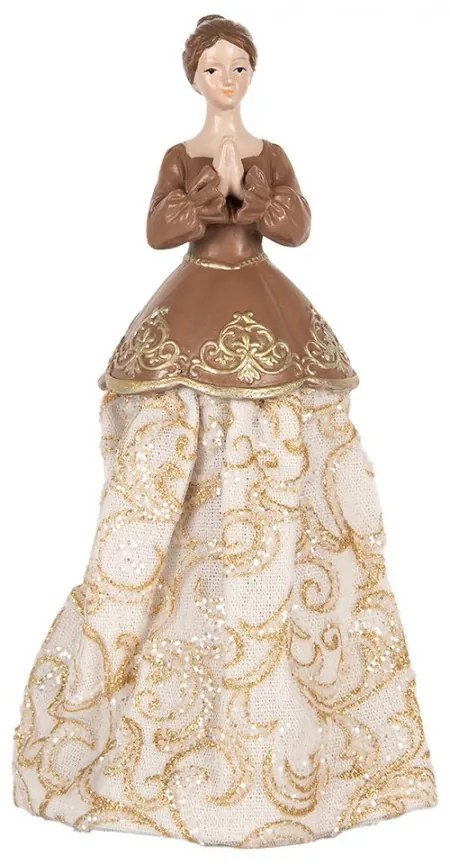 Dekorácia dáma v látkovej zdobenej sukni - 8*7*23 cm