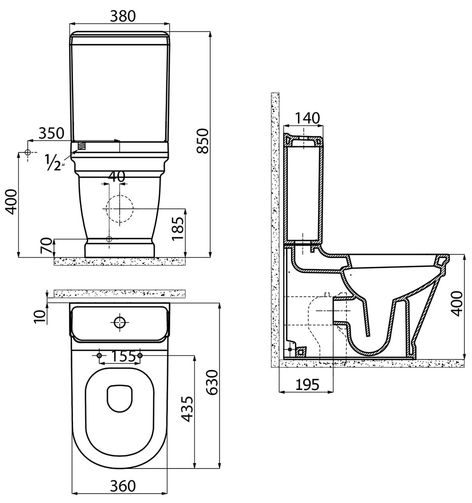 Sapho Sapho, ANTIK WC kombi, spodný/zadný odpad, biela, WCSET08-ANTIK