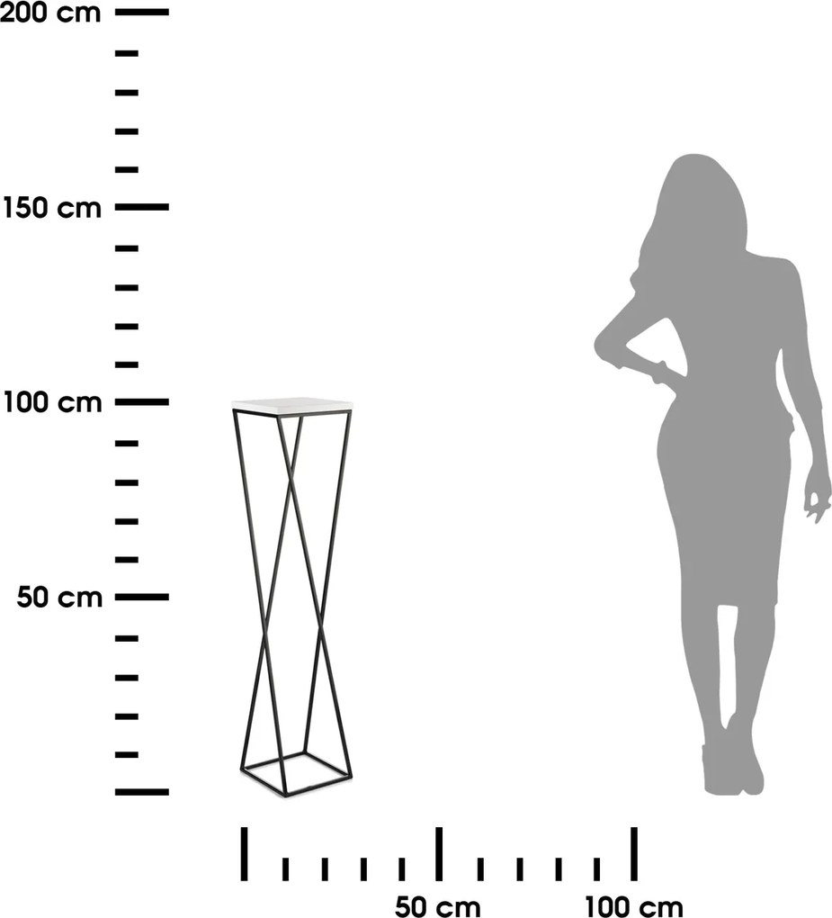 STOJAN NA KVETINÁČ LOFT7 100X24X24 CM ČIERNA/BIELA
