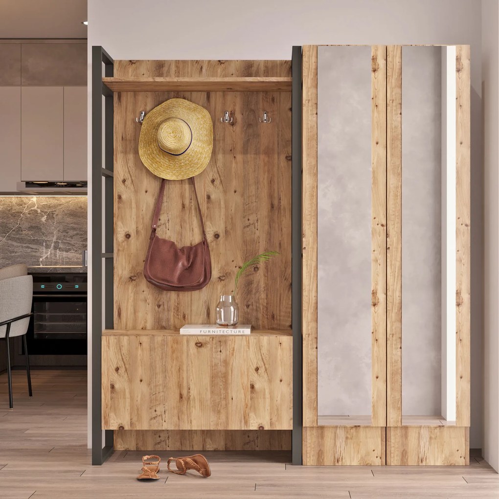 Predsieňová zostava Mele 17 (Borovica atlantic). Akcia -19%. Vlastná spoľahlivá doprava až k Vám domov. 1072604