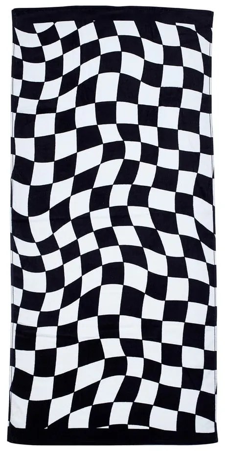 Čierno-biela bavlnená plážová osuška 76x160 cm Checkerboard – Catherine Lansfield