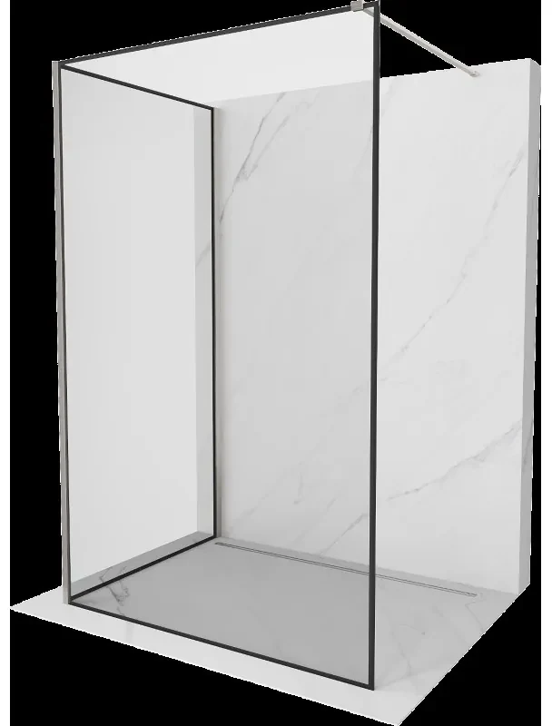 Mexen Kioto sprchová stena Walk-in 120 x 100 cm, čierny vzor, brúsený nikl - 800-120-212-97-70-100