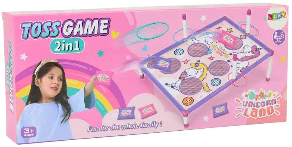 LEAN TOYS Arkádová hra -  Hoď vrecko, obruč Jednorožec