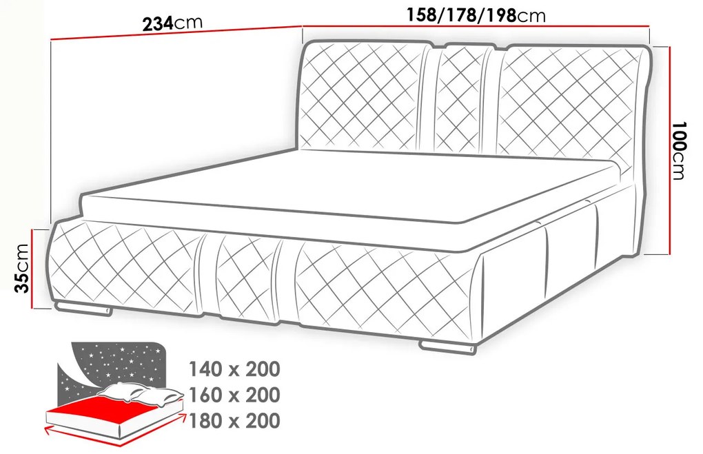 Čalúnená manželská posteľ 160x200 ZOILA - biela eko koža