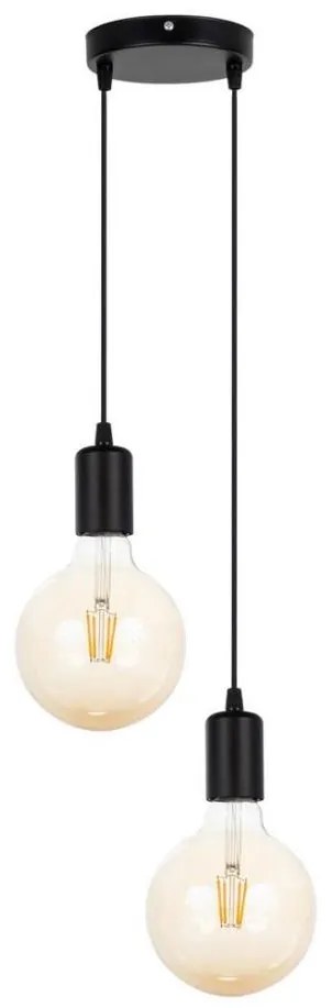 Luster na lanku MIROS 2xE27/60W/230V guľatý čierna