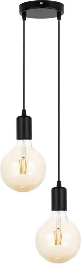 Luster na lanku MIROS 2xE27/60W/230V guľatý čierna