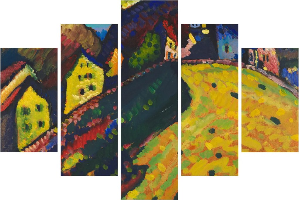 Obraz - Vasily Kandinsky, Houses at Murnau, reprodukcia (150x105 cm)