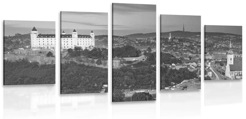 5-dielny obraz večer v Bratislave v čiernobielom prevedení Varianta: 100x50