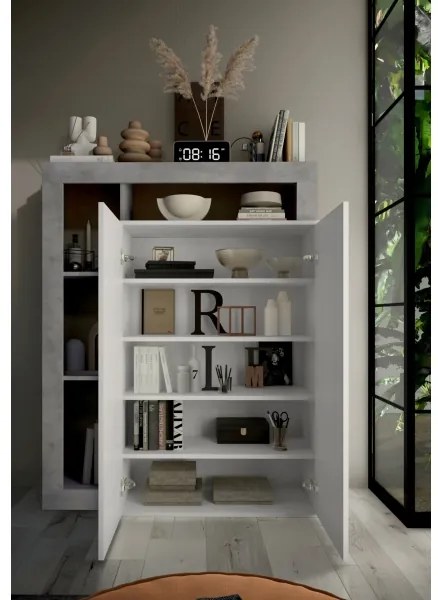 Skriňa LENOR biela/šedý betón