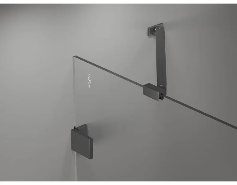 Mexen Lunar, 1-krídlový sprchový kút, ľavý, 80 x 80 cm, 8mm číre sklo, grafitový profil, 834-080-080-95-00-L