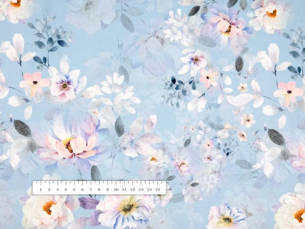 Biante Zamatový štvorcový obrus Tamara TMR-044 Jarné kvety na nebesky modrom 130x130 cm