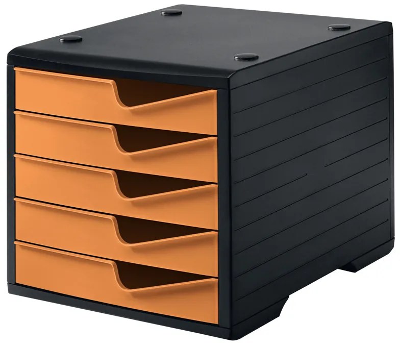 Triediaci box, 5 zásuviek, čierna/oranžová