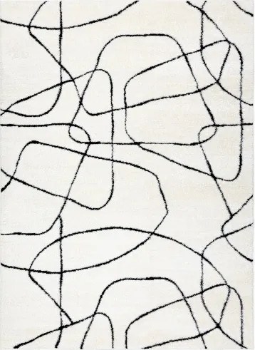 Dywany Łuszczów, Kusový koberec Mode 8522 abstract cream/black, 240x330, biela, chodba / predsieň