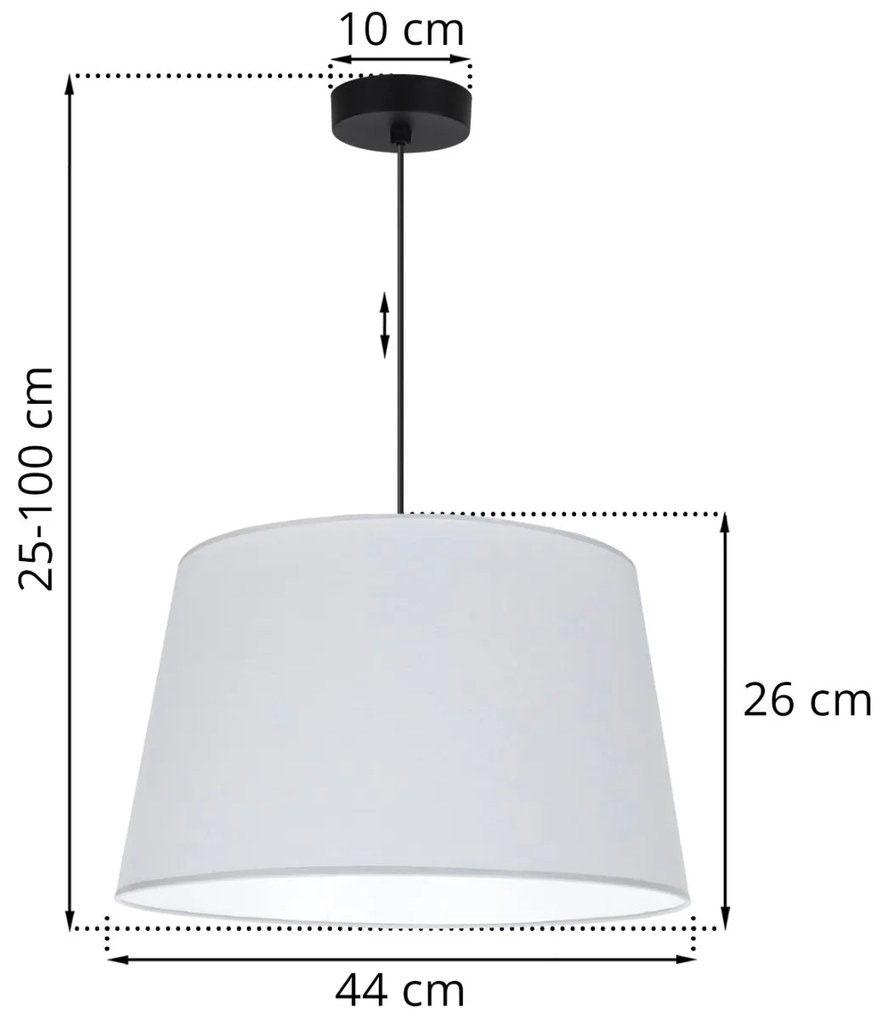Závesné svietidlo Gaja, 1x svetlosivé textilné tienidlo, (fi 44cm), b