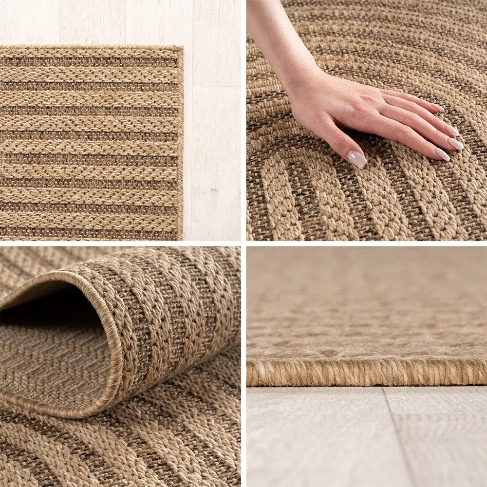 Hnedý okrúhly vnútorný a vonkajší koberec ø 80 cm Timber 1401 – Ayyildiz Carpets