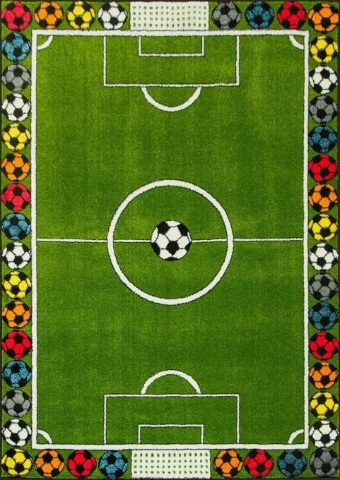 Detský koberec Rainbow 11377/130 futbalové ihrisko, zelený