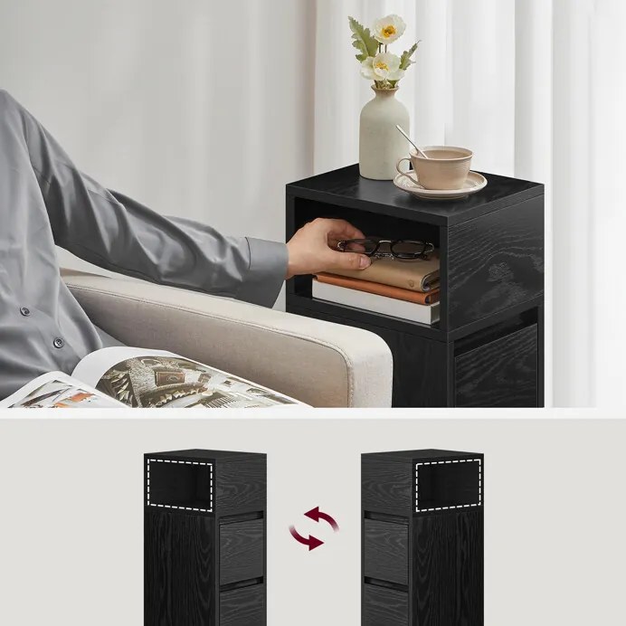 Autronic BONTEC Odkladací stolík 25x30x65cm, mdf, drevo, ANT-E1065 BK Farba: Čierna